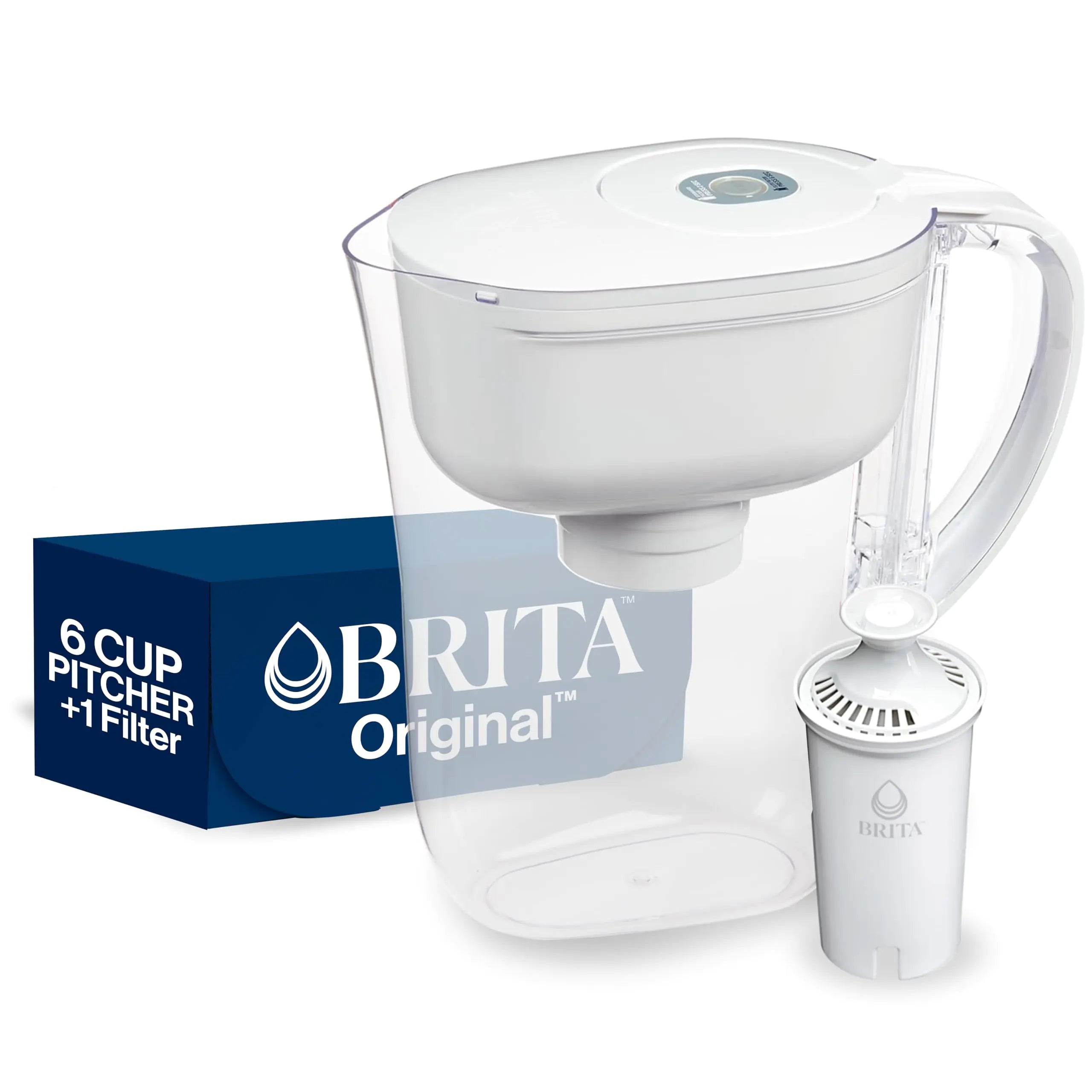 Brita Metro Water Filter Pitcher with SmartLight Filter Change Indicator BPA-Free Replaces 1800 Plastic Water Bottles a Year Lasts Two Months Includes 1 Filter Small - 6-Cup Capacity White