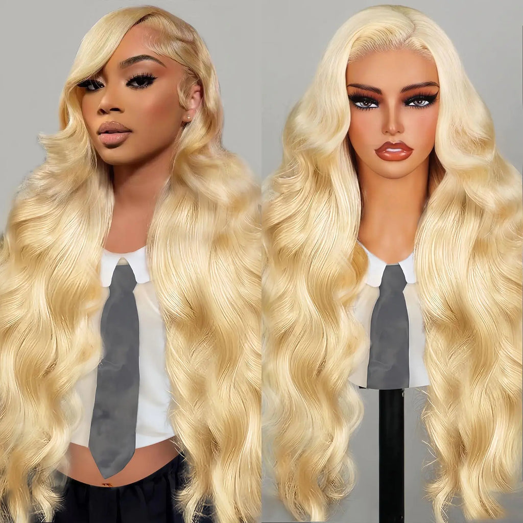 TYUKY 32 Inch 613 Lace Front Wig Human Hair 200 Density 613 HD Lace Frontal Wig 13x6 Body Wave Blonde Lace Front Wigs Human Hair Pre Plucked Blonde Human Hair Wig 613 Human Hair Lace Front Wigs